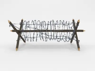 Lowpoly Barb Wire Obstacle Low-poly 3D model