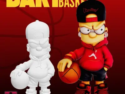 Baller Bart STL File Chibi Basketball Kid Street Model 3D print model