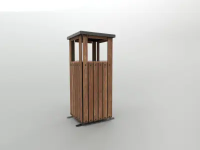 Modern Timber Street bin Vol 07 Game Ready PBR Low-poly 3Dmodel Low-poly 3D model