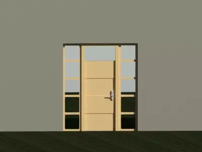 Single door with windows both side  3D model