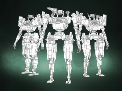 Humanoid Robot 02 Heavy Armor Low-poly 3D model Low-poly 3D model