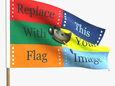 Flag Collection 1 pole flags 3D model