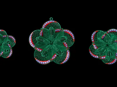 Fusion Pendant Set With Diamonds 3D print model