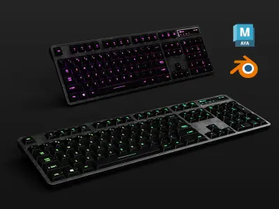 LED Neon Light Gaming Keyboard Free low-poly 3D model