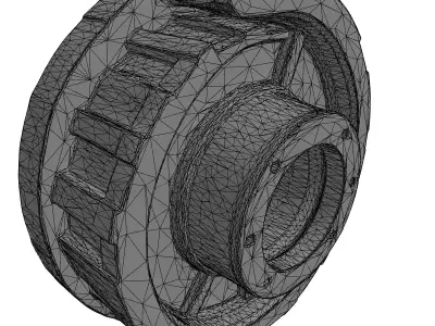 Detailed Mechanical Wheel Component Low-poly 3D model