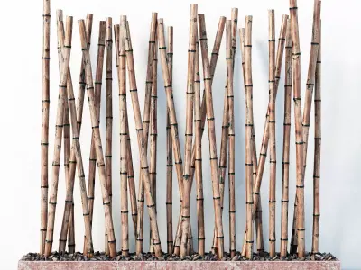 Bamboo decor fundament random 3D model