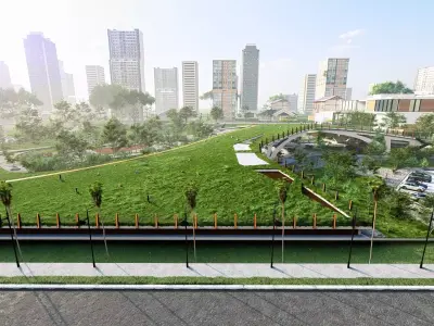 Organic architecture park  landscapewith 3d grass free concept 3D model