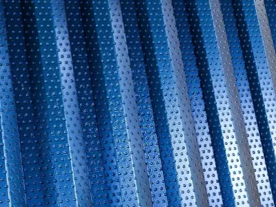 Blue Painted Perforated Corrugated Metal PBR Seamless Texture