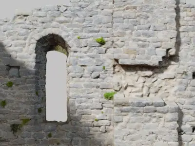 Monastery Ruins Wall Entrance Photoscan PBR Low-poly 3D model