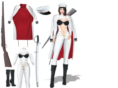 Full Futuristic Female Commander Outfit Low-poly 3D model