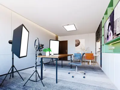 Modern live broadcast room Internet celebrity Low-poly 3D model
