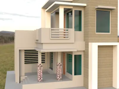 Modern House Exterior Low-poly 3D model
