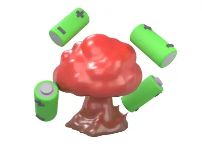 Battery Explosion Icon v1 002 Low-poly 3D model
