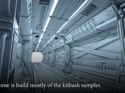 100 Sci-fi Kitbash Pack Interior Building  Spaceship Laboratory Low-poly 3D model