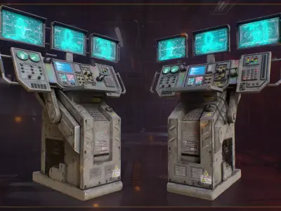 Scifi Industrial Computer Low-poly 3D model