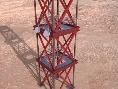 Communication Tower Low-poly 3D model
