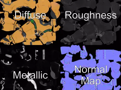 Gold Android Robot model pack Low-poly 3D model