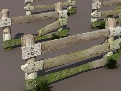 Fence Wood Low Poly 3d Model Low-poly 3D model
