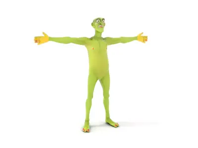 Green Alien Character Model Pack with Expressive Design Low-poly 3D model