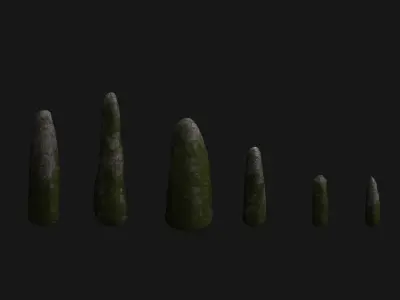 Obelisk Set - Moss Low-poly 3D model
