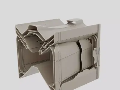 Abandoned Science Facility Hallway Section for 3D print 3D model