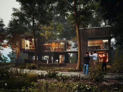 Modern Forest House Architecture Exterior 3D Model Low-poly 3D model