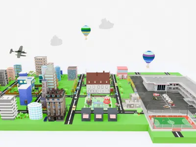 Complete Game Ready City Pack Low-poly 3D model
