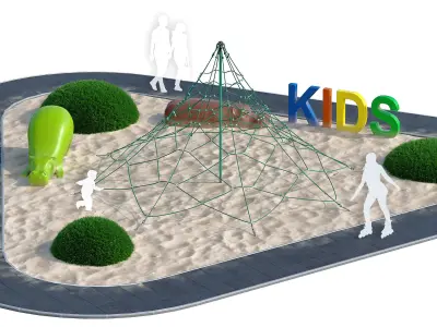 Children playground with rope web 3D model