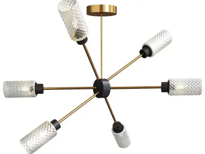 Sputnik Chandelier six cylinders Low-poly 3D model