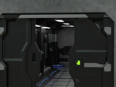 Sci Fi Modular Interior 1B Low-poly 3D model