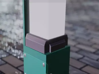 Street Light 8 Bollard 350 mm Moss Green Version 2 Low-poly 3D model