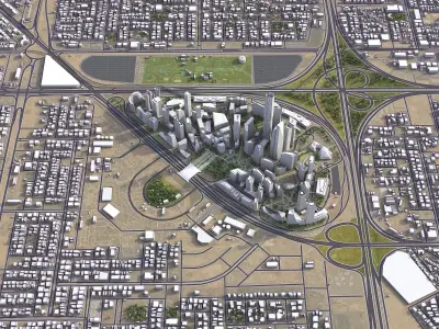 Riyadh - King Abdullah Financial District Low-poly 3D model