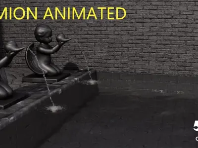 LUMION ANIMATED FOUNTAIN cherub figurine fountain 3D model