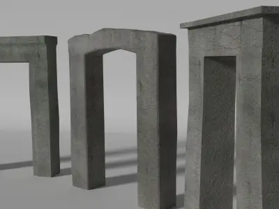 Ancient Gates Set Low-poly 3D model