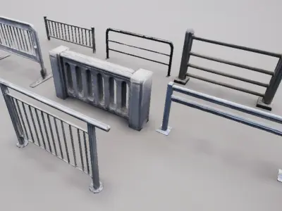 Modular Railing Pack Low-poly 3D model