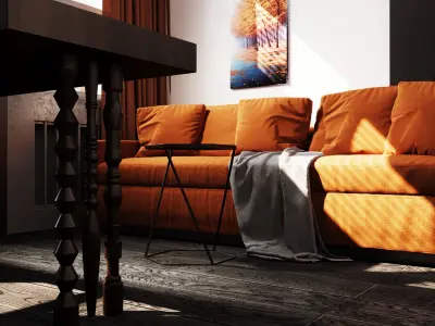 Orange and black shades in the interior 3D model