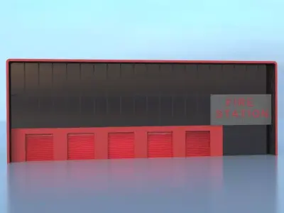 City Fire Station 7 Low-poly 3D model