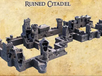 Modular Ruined Citadel Tabletop Terrain 28 MM 3D print model