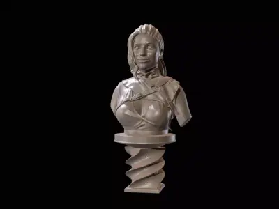 Female Fighter Bust High Poly for 3D Print 3D print model