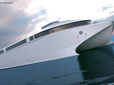 Eco-Friendly High-Speed Ferry Catamaran White Simplified 3D model