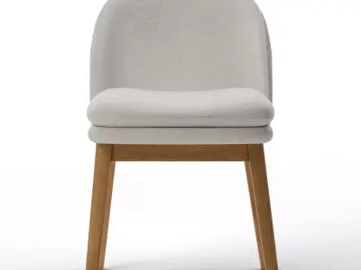 Wayne Dining Chair Boucle White Blonde Low-poly 3D model