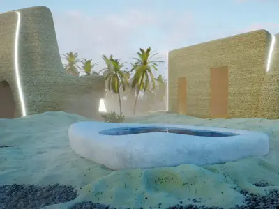 Sci Fi Desert Villa Low-poly 3D model