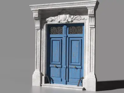 Neoclassic door Low-poly 3D model