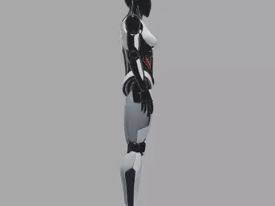 Futuristic Female Android Robot Low-poly 3D model