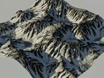 Icy Mountains Realistic Terrain 4k PBR Landscape Low-poly 3D model