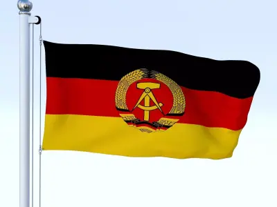 Animated East Germany Flag Low-poly 3D model