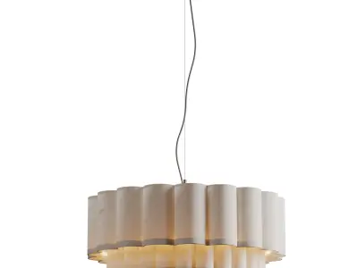 Folia large scalloped natural linen pendant file Low-poly 3D model