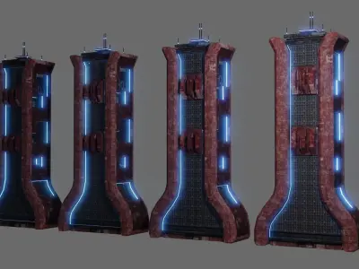 SciFi Cyberpunk Building 01 Low-poly 3D model