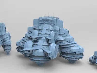 Floating Desert platform 3 models  3D model
