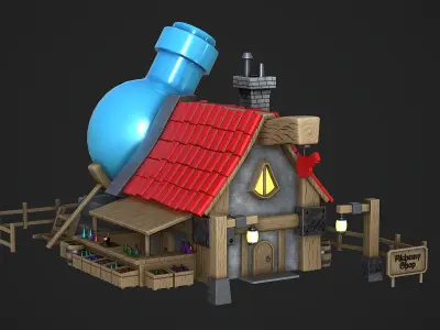Stylish Magician Alchemists Cabin Low-poly 3D model